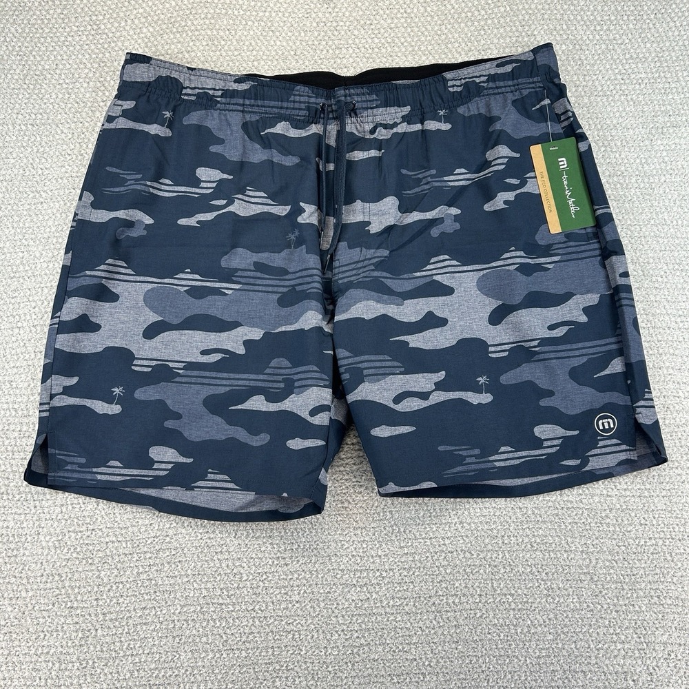 Travis Mathew Shorts Mens 2XL 38" Blue Camo Leader Board Stretch Quick Dry